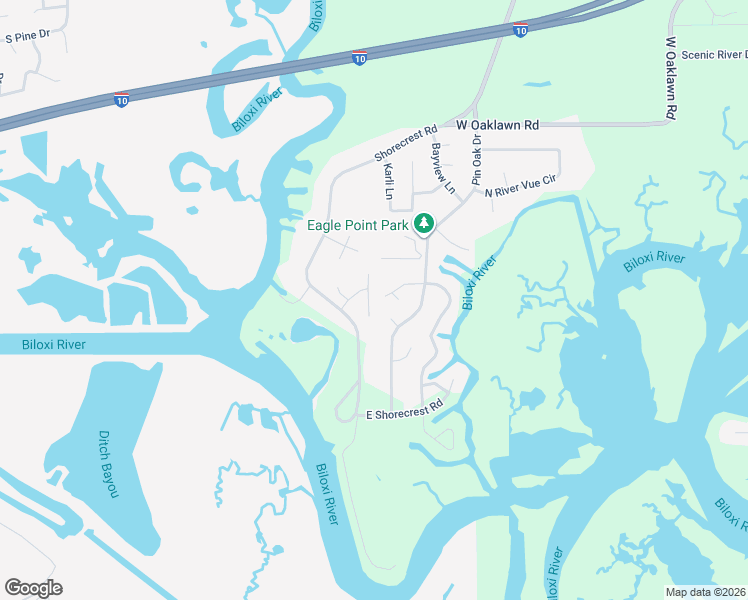 map of restaurants, bars, coffee shops, grocery stores, and more near 10538 Shore Cove in Biloxi