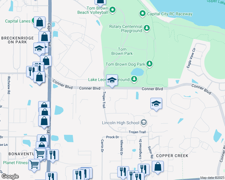 map of restaurants, bars, coffee shops, grocery stores, and more near 650 Trojan Trail in Tallahassee