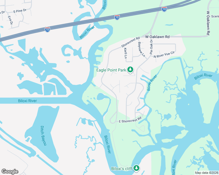 map of restaurants, bars, coffee shops, grocery stores, and more near 10179 Melody Lane in Biloxi