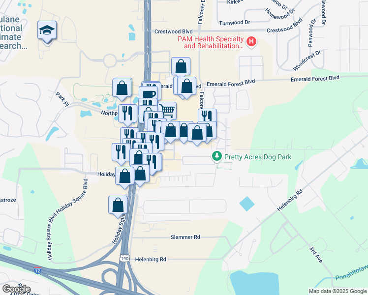 map of restaurants, bars, coffee shops, grocery stores, and more near 45 Park Place in Covington