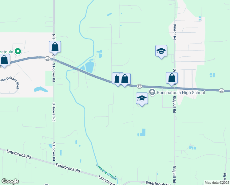 map of restaurants, bars, coffee shops, grocery stores, and more near 39744 Weaver Lane in Ponchatoula