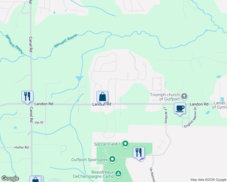 map of restaurants, bars, coffee shops, grocery stores, and more near 10450 Chapelwood Dr in Gulfport