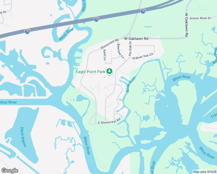 map of restaurants, bars, coffee shops, grocery stores, and more near 10453 Pin Oak Drive in Biloxi