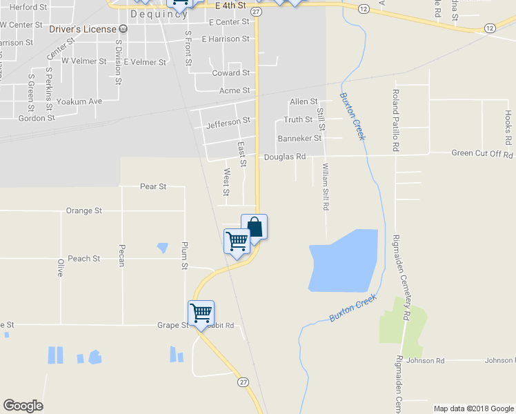 map of restaurants, bars, coffee shops, grocery stores, and more near 800 South Grand Avenue in DeQuincy