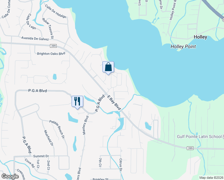 map of restaurants, bars, coffee shops, grocery stores, and more near 7274 Mossy Oaks Drive in Navarre