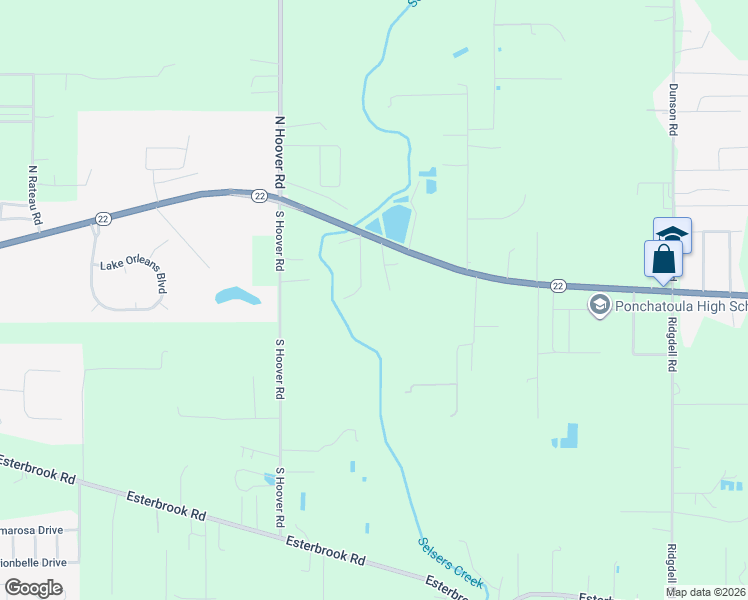 map of restaurants, bars, coffee shops, grocery stores, and more near 39736 Cherokee Lane in Ponchatoula