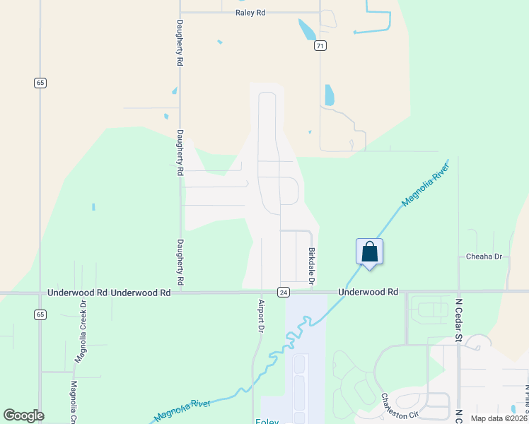 map of restaurants, bars, coffee shops, grocery stores, and more near 14702 Oak Hill Drive in Foley