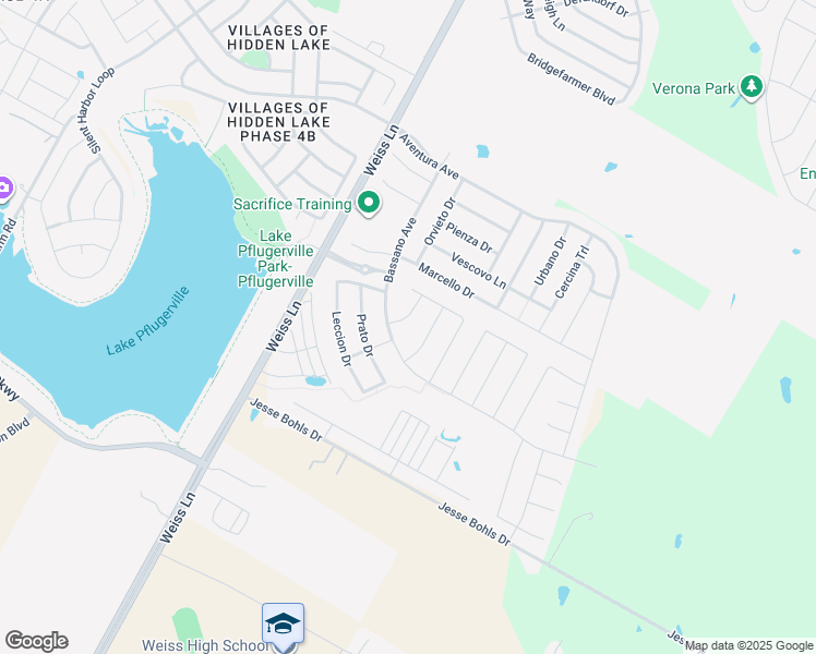 map of restaurants, bars, coffee shops, grocery stores, and more near 18024 Bassano Avenue in Pflugerville