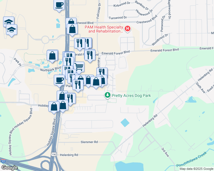 map of restaurants, bars, coffee shops, grocery stores, and more near 330 Falconer Drive in Covington