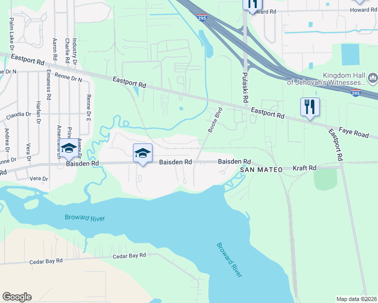 map of restaurants, bars, coffee shops, grocery stores, and more near 989 Rock Bay Drive in Jacksonville