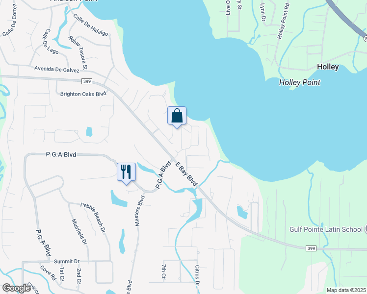 map of restaurants, bars, coffee shops, grocery stores, and more near 7151 Majestic Boulevard in Navarre