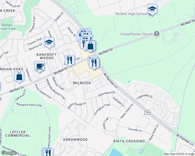 map of restaurants, bars, coffee shops, grocery stores, and more near in Austin