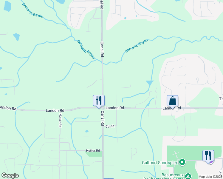 map of restaurants, bars, coffee shops, grocery stores, and more near 11036 Canal Road in Gulfport