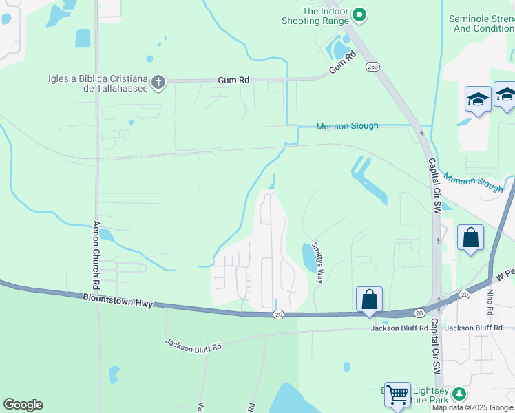 map of restaurants, bars, coffee shops, grocery stores, and more near 1445 Nena Hills Court in Tallahassee
