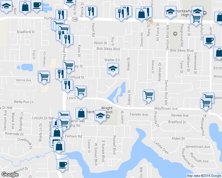 map of restaurants, bars, coffee shops, grocery stores, and more near 312 Somerset Drive in Fort Walton Beach