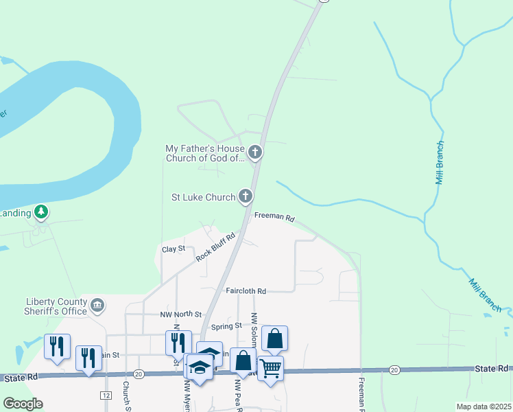 map of restaurants, bars, coffee shops, grocery stores, and more near 18800 Florida 12 in Bristol
