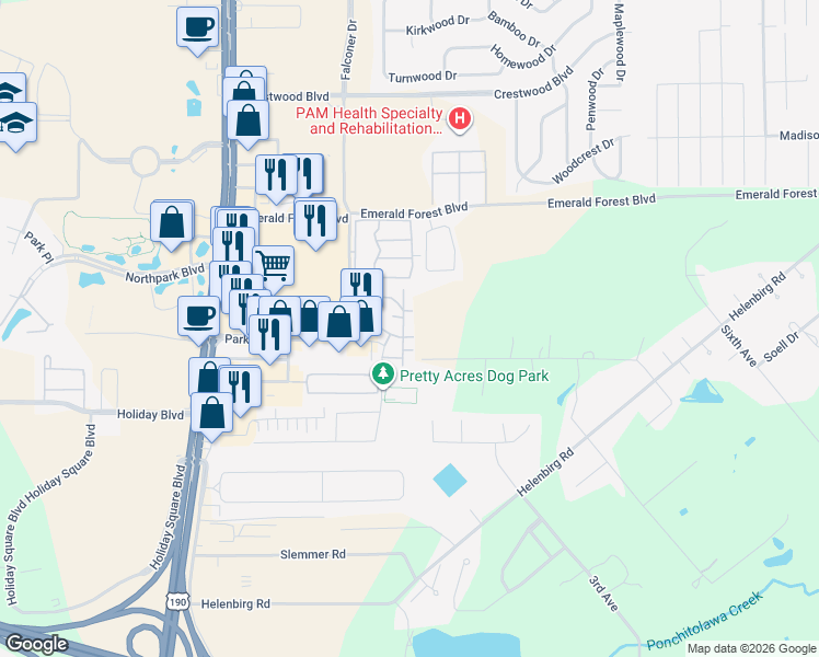 map of restaurants, bars, coffee shops, grocery stores, and more near 20025 5th Avenue in Covington