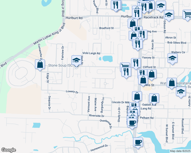 map of restaurants, bars, coffee shops, grocery stores, and more near 1771 Bridgeport Colony Lane in Fort Walton Beach