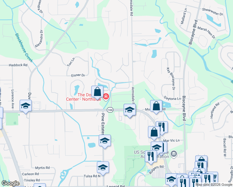 map of restaurants, bars, coffee shops, grocery stores, and more near 2197 Sequoia Court in Jacksonville