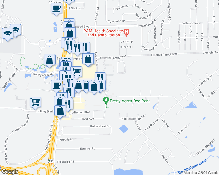 map of restaurants, bars, coffee shops, grocery stores, and more near 20025 5th Avenue in Covington