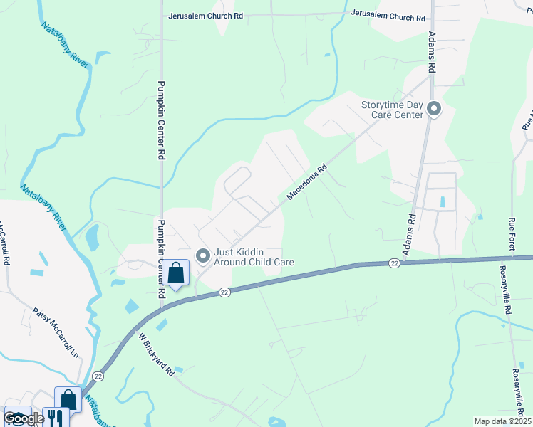 map of restaurants, bars, coffee shops, grocery stores, and more near 40264 Macedonia Road in Hammond