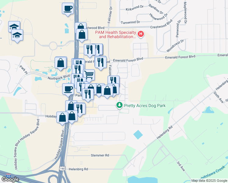 map of restaurants, bars, coffee shops, grocery stores, and more near 330 Falconer Drive in Covington