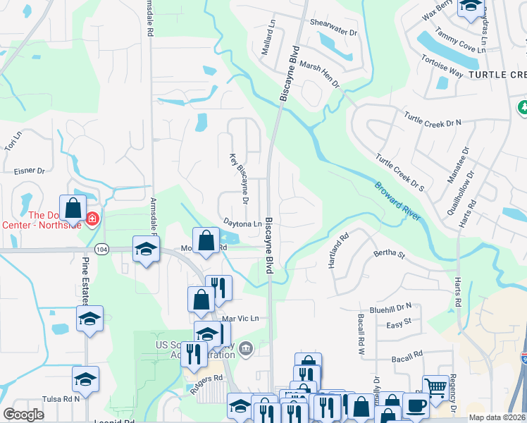map of restaurants, bars, coffee shops, grocery stores, and more near 11469 Sarasota Lane in Jacksonville