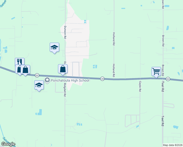 map of restaurants, bars, coffee shops, grocery stores, and more near 20143 Louisiana 22 in Ponchatoula