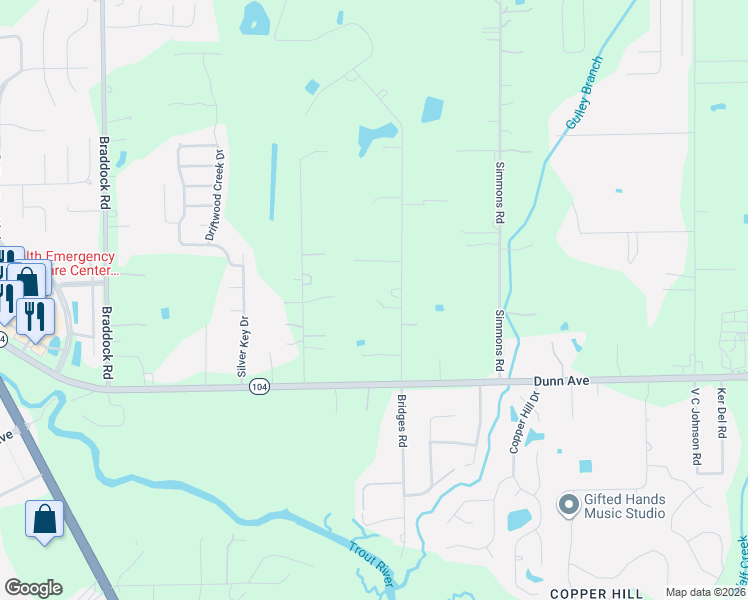 map of restaurants, bars, coffee shops, grocery stores, and more near 11334 Bridges Road in Jacksonville