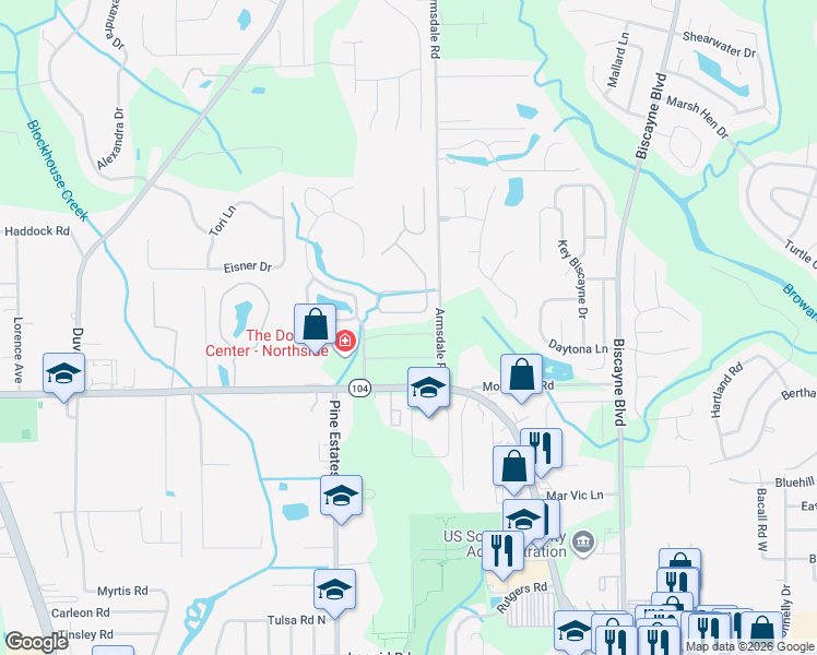 map of restaurants, bars, coffee shops, grocery stores, and more near 2131 Sequoia Court in Jacksonville