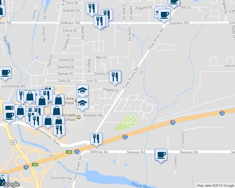 map of restaurants, bars, coffee shops, grocery stores, and more near 10525 Cal Lane in Gulfport