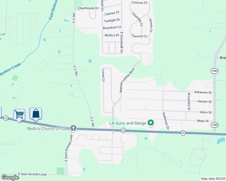 map of restaurants, bars, coffee shops, grocery stores, and more near 28468 Loiret Court in Ponchatoula