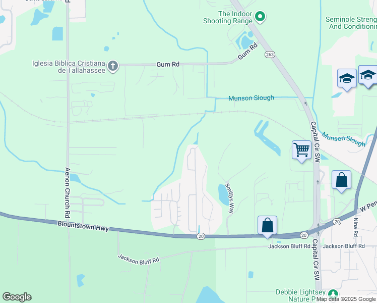 map of restaurants, bars, coffee shops, grocery stores, and more near 1445 Nena Hills Court in Tallahassee