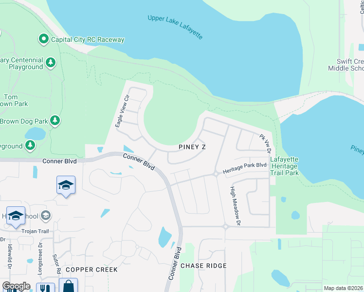 map of restaurants, bars, coffee shops, grocery stores, and more near 845 Eagle View Drive in Tallahassee