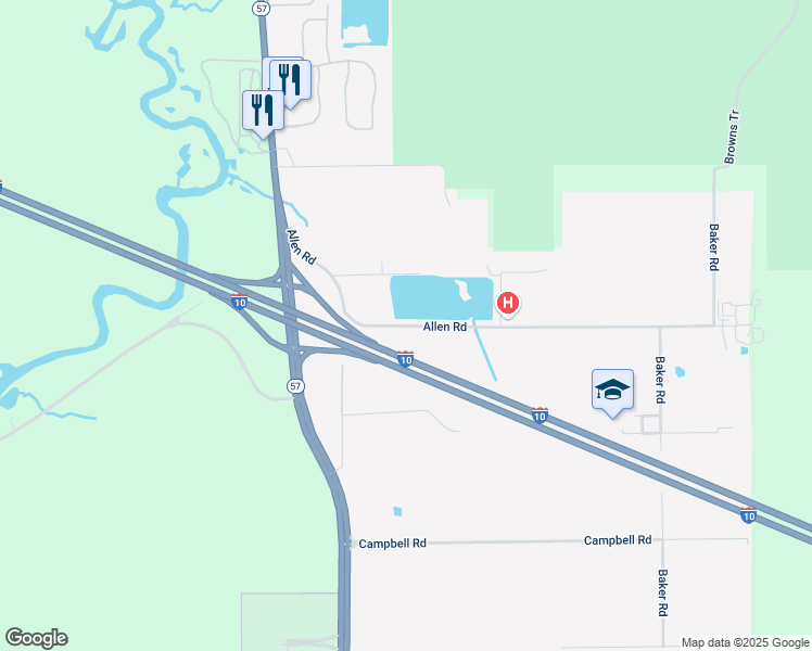 map of restaurants, bars, coffee shops, grocery stores, and more near 6257 Allen Rd in Vancleave