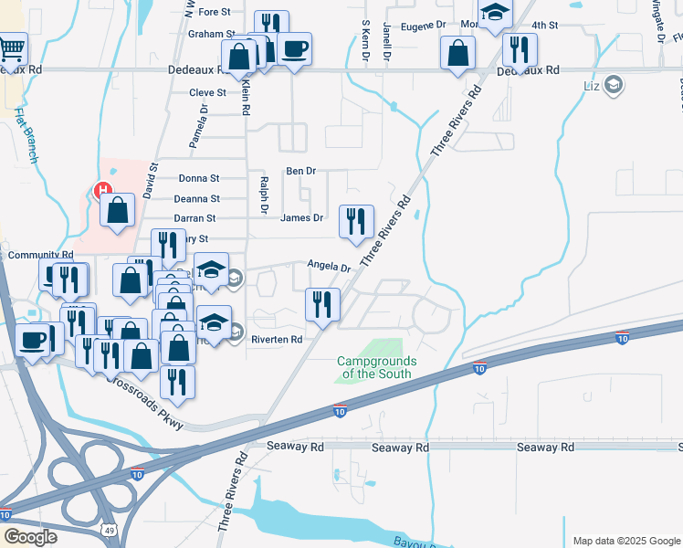 map of restaurants, bars, coffee shops, grocery stores, and more near 14381 Whitney Drive in Gulfport