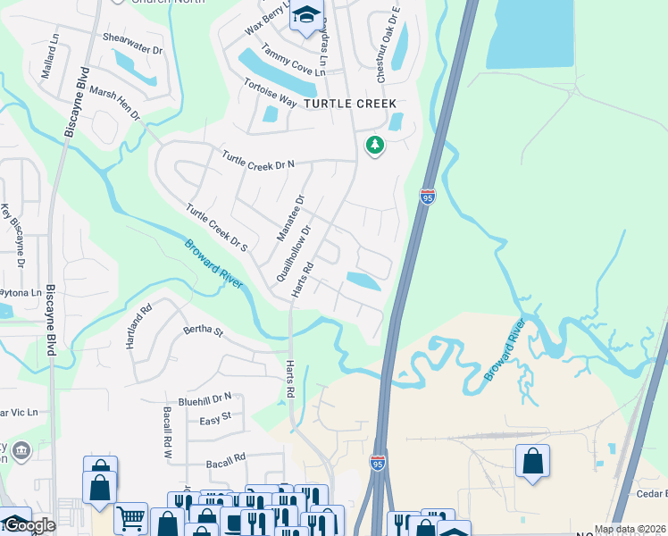 map of restaurants, bars, coffee shops, grocery stores, and more near 786 Northpoint Circle South in Jacksonville