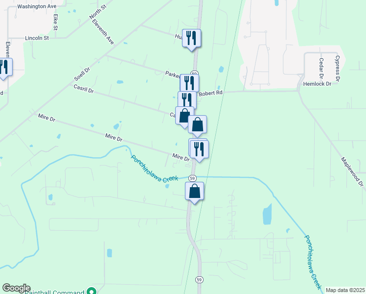 map of restaurants, bars, coffee shops, grocery stores, and more near 21485 Mire Drive in Abita Springs