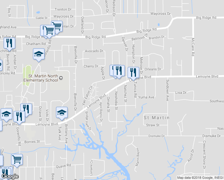 map of restaurants, bars, coffee shops, grocery stores, and more near 15811 Lemoyne Boulevard in Biloxi
