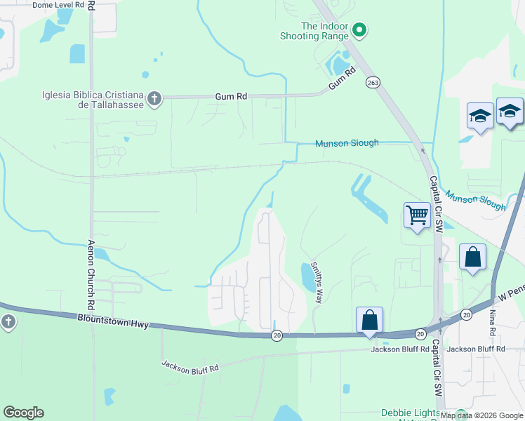 map of restaurants, bars, coffee shops, grocery stores, and more near 1417 Nena Hills Court in Tallahassee