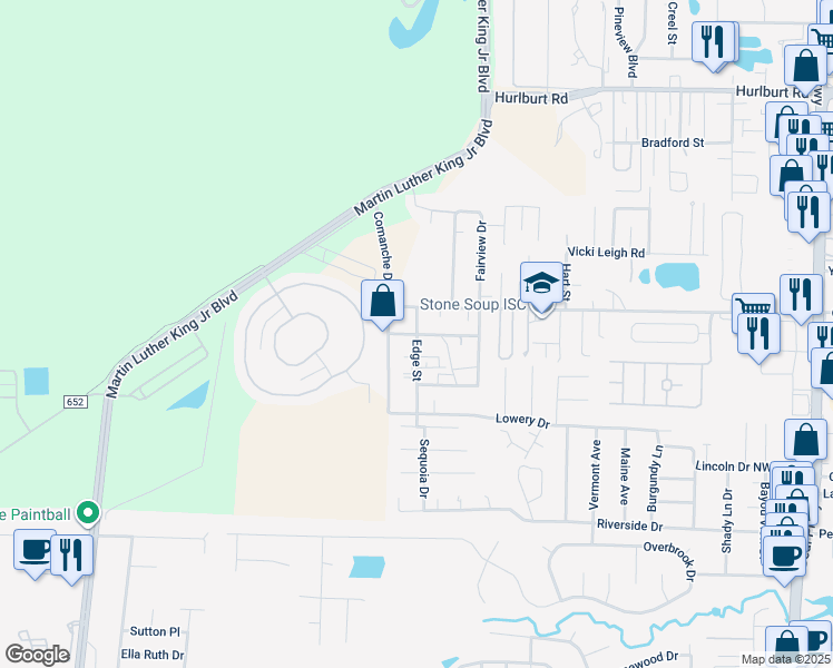 map of restaurants, bars, coffee shops, grocery stores, and more near 721 Edge Street in Fort Walton Beach