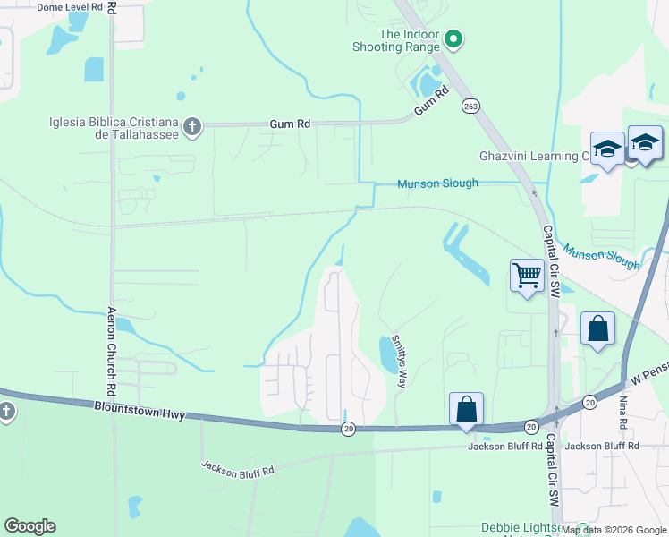 map of restaurants, bars, coffee shops, grocery stores, and more near 1409 Nena Hills Court in Tallahassee