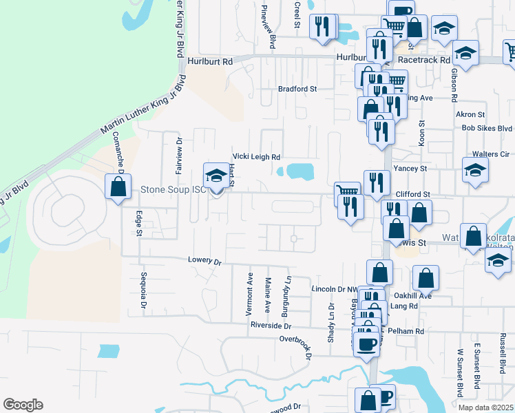 map of restaurants, bars, coffee shops, grocery stores, and more near 927 Village Lane in Fort Walton Beach