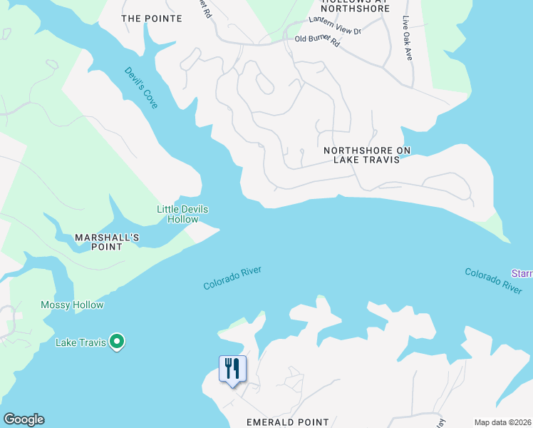 map of restaurants, bars, coffee shops, grocery stores, and more near 17605 Breakwater Drive in Jonestown