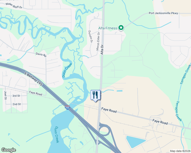 map of restaurants, bars, coffee shops, grocery stores, and more near 3084 Vista Wood Drive in Jacksonville