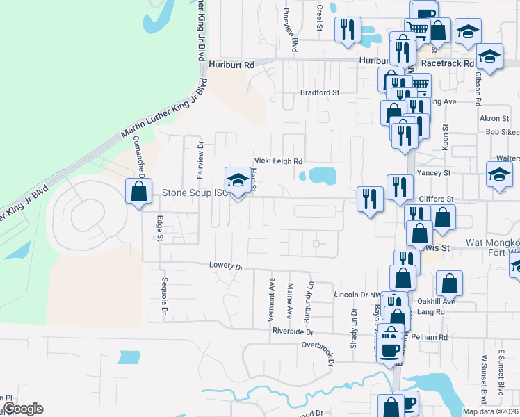 map of restaurants, bars, coffee shops, grocery stores, and more near 915 Roanoke Court in Fort Walton Beach