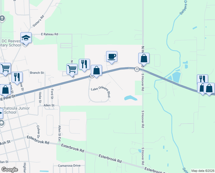 map of restaurants, bars, coffee shops, grocery stores, and more near 813 Decatur Street in Ponchatoula