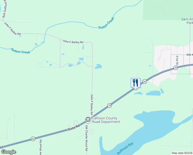 map of restaurants, bars, coffee shops, grocery stores, and more near 16727 John F Bailey Road in Blountstown