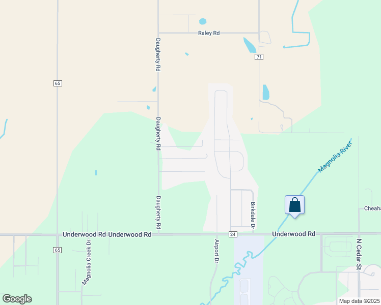 map of restaurants, bars, coffee shops, grocery stores, and more near 18565-18749 Loretta Lane in Foley