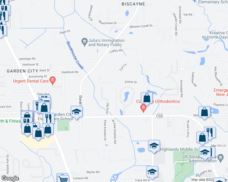 map of restaurants, bars, coffee shops, grocery stores, and more near 11356 Margarets Landing Place in Jacksonville